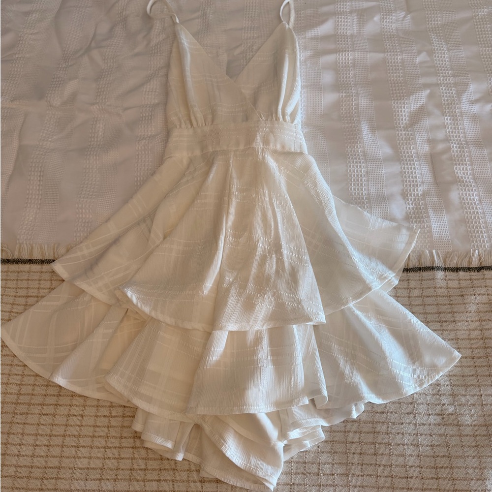 Pink Lily White Layered Romper